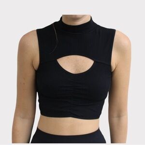 High Neck Black Cropped Tank